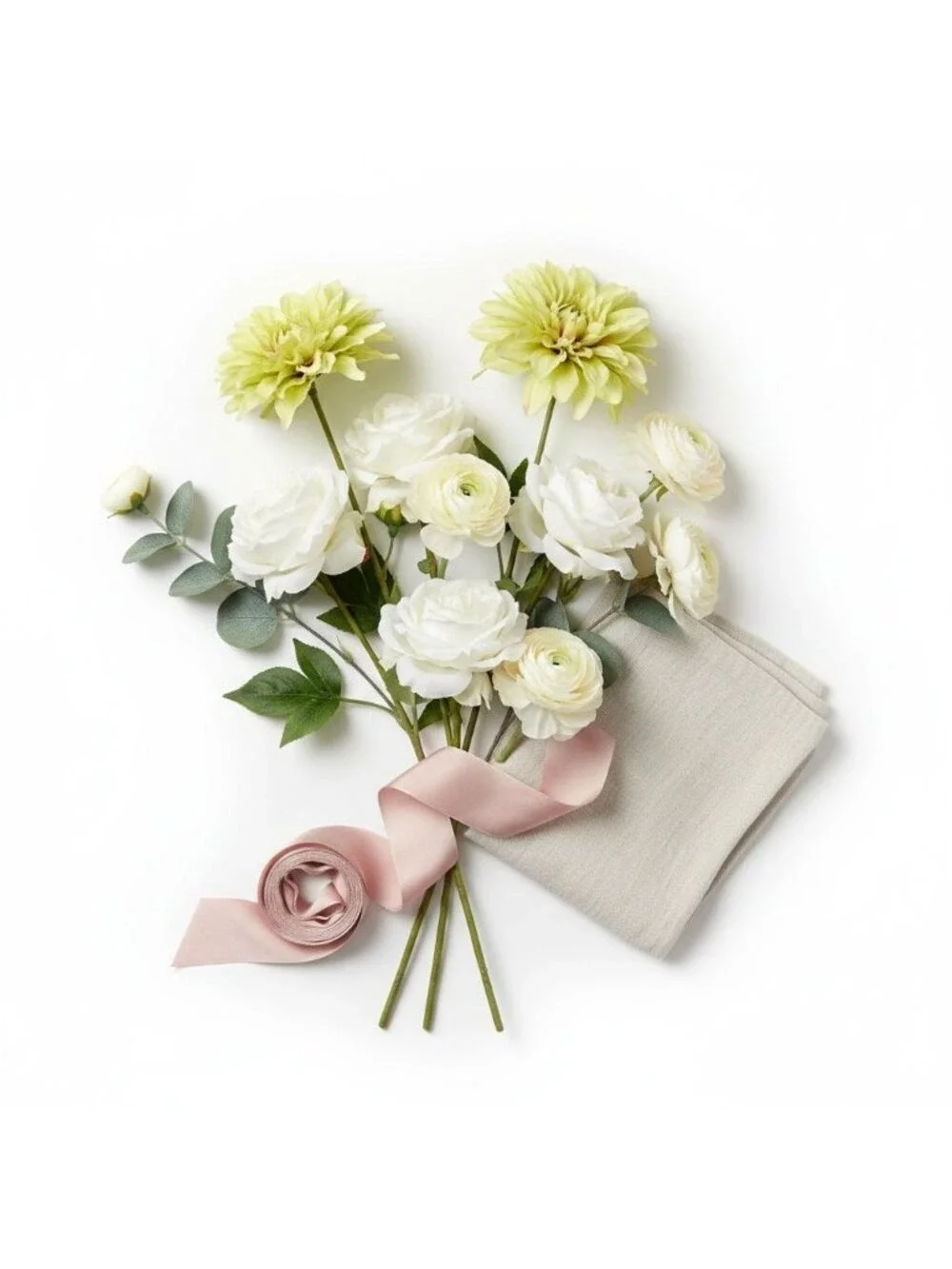 Green Dahlia Stem Artificial Flower 24 Inch 5 Inch Bloom Light Green